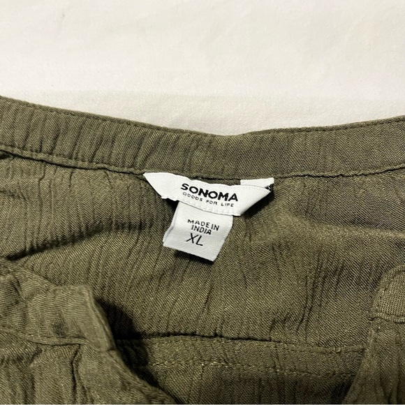 Sonoma Goods for Life Army Green Button Up Short Sleeve Pockets - Picture 6 of 8